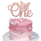 Rsstarxi Butterfly Cake Topper, Rose Gold Glitter, Baby Shower & 1st Birthday Party Decorations, Model XM021-Rose Gold
