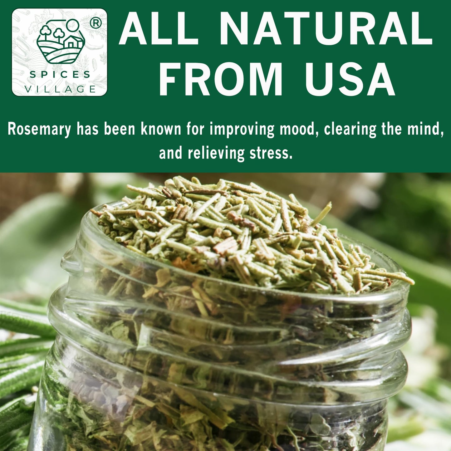 Spices Village Whole Rosemary Leaves [ 4 Oz ] - Natural Whole Rosemary For Cooking And Tea, Pure Mediterranean Seasoning - Koshe