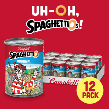 Spaghettios Original Canned Pasta With Wheres Waldo Shapes, 15.8 Oz Can (12 Pack)