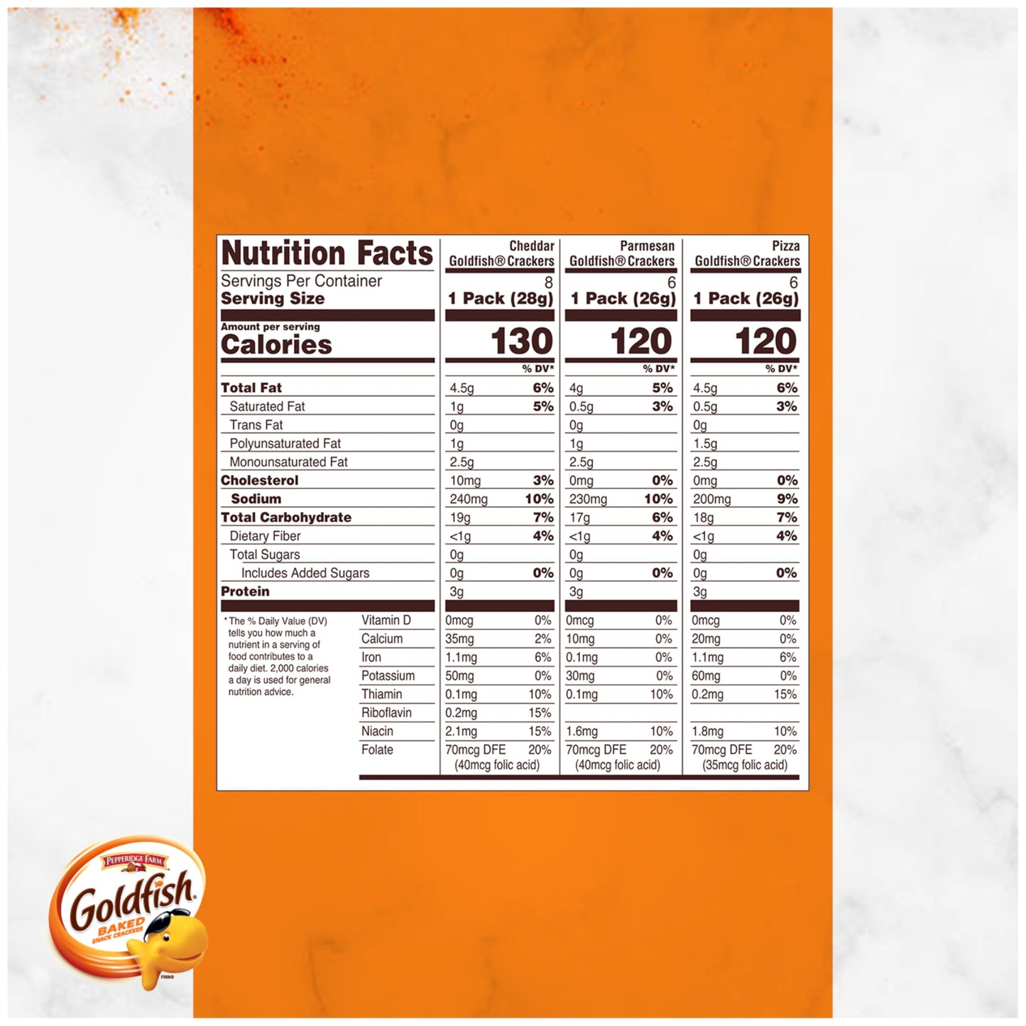 Goldfish Crackers Say Cheeeese Variety Pack With Cheddar, Pizza And Parmesan, Snack Packs, 20 Ct