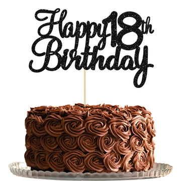 Gyufise Happy 18Th Birthday Cake Topper 18 Birthday Cake Decoration Happy 18 Cupcake Topper For Cheers To 18 Fabulous Birthday P