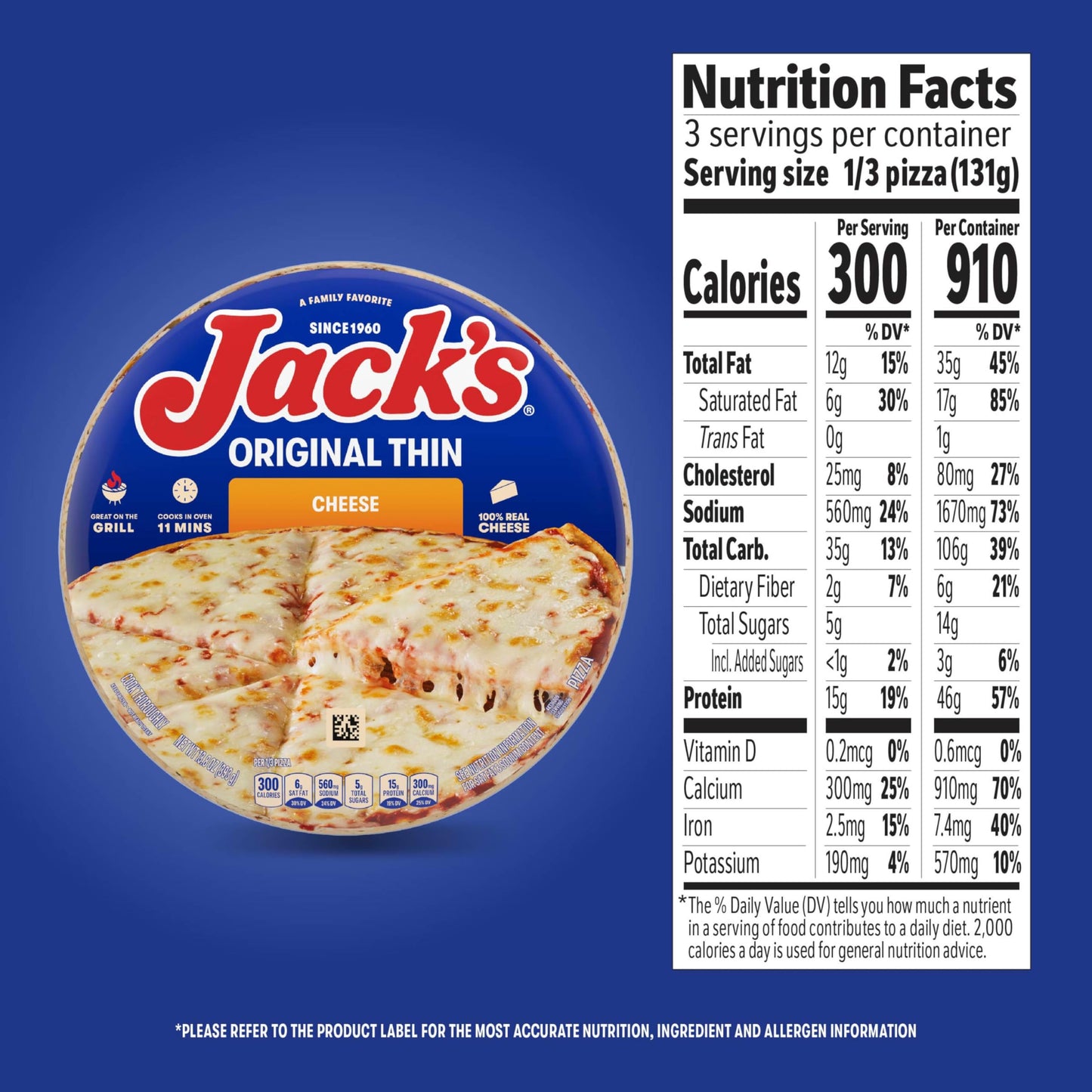 Jacks Original Thin Crust Cheese Frozen Pizza, 13.8 oz