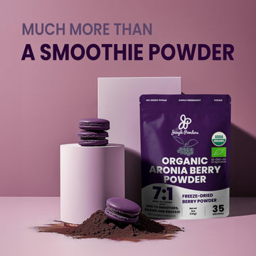 Jungle Powders Organic Aronia Berry Powder 5 Ounce Bag Freeze-Dried Chokeberry Extract from Whole Aronia Berries, Superfood for