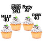 Gyufise 24 Pack Black 40Th Birthday Cupcake Toppers Glitter Forty Hello 40 Straight Outta 1983 Cupcake Picks For Cheers To 40 Bi