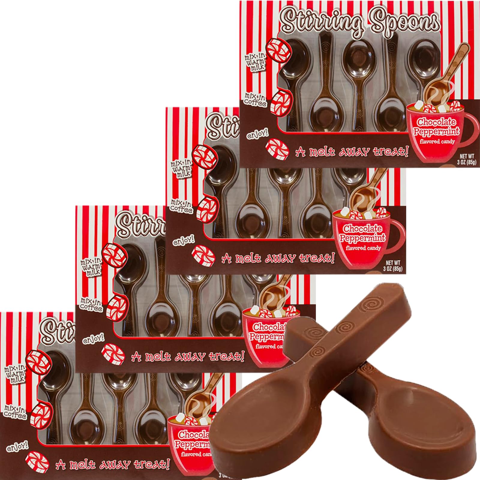 Fruidles Chocolate Peppermint Flavored Stirring Spoons, Candy Hot Stirring Edible Spoons, Gourmet Milk Cocoa Edible Spoon Stirre