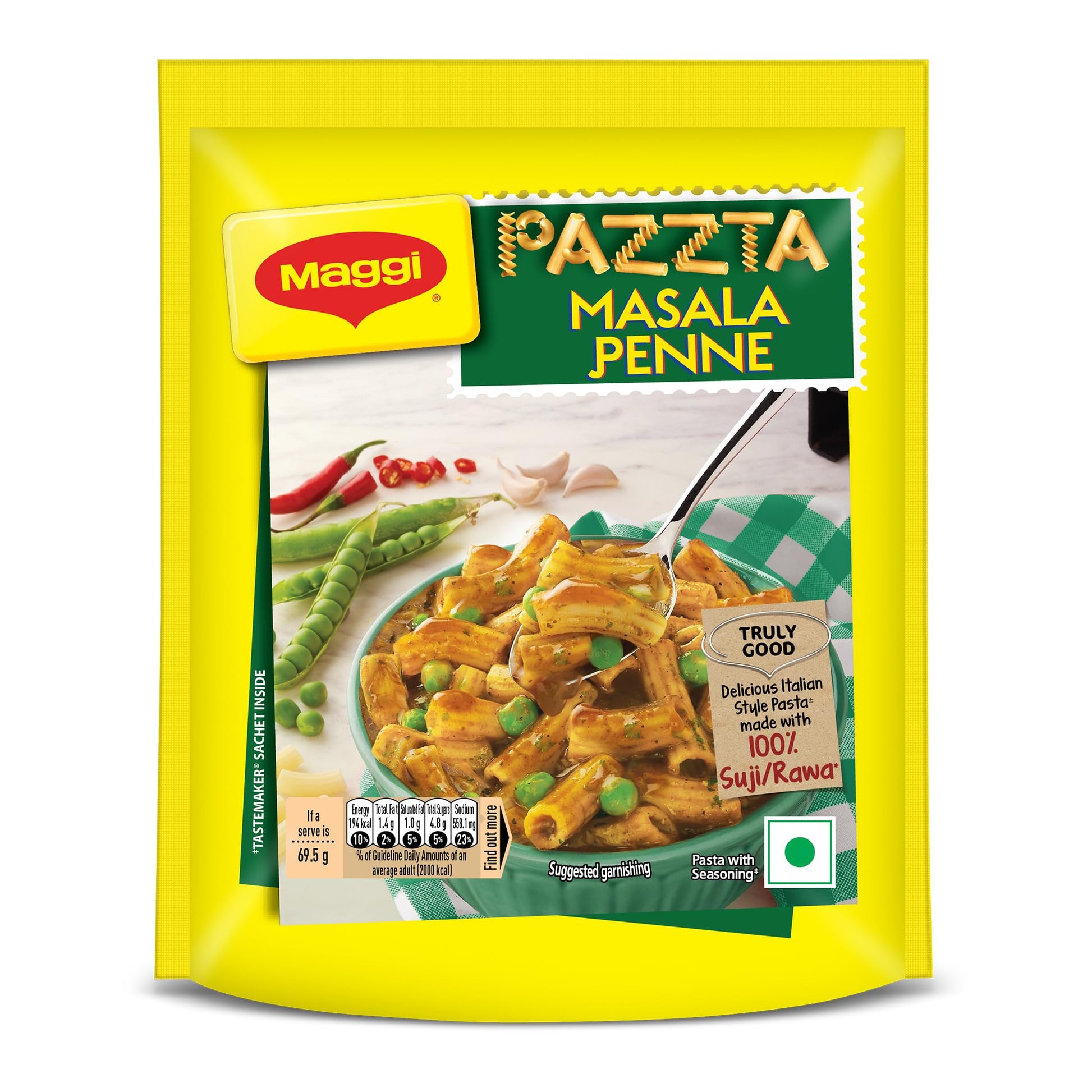 Pazzta Maggi Pazzta Masala Penne Pasta, Delicious Italian Style Instant Pasta, Made With 100% Suji & Quality Ingredients, 69.5Gr