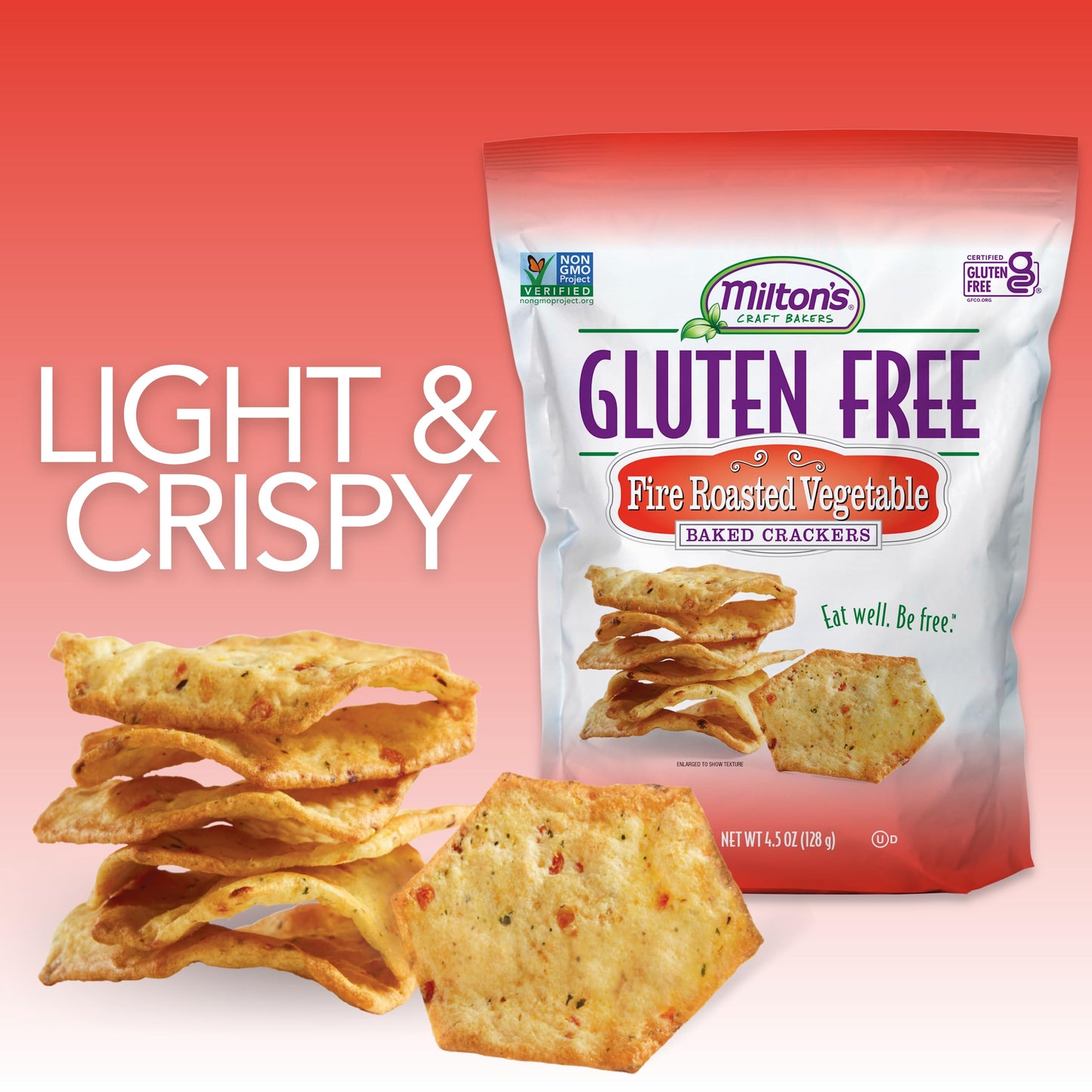 Milton'S Craft Bakers Gluten Free Fire Roasted Vegetable Crackers - Baked Vegetable Crackers, Non-Gmo Project Verified, Kosher,