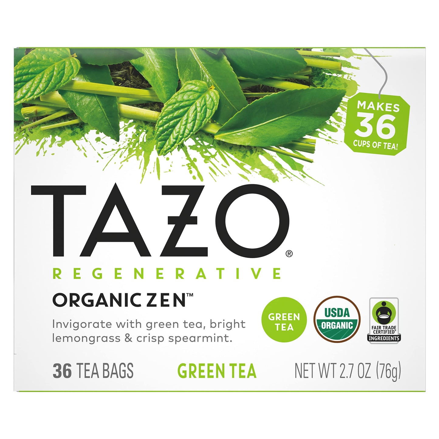 Tazo Tea Bags, Green Tea, Regenerative Organic Zen Tea, 36 Count