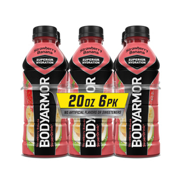Bodyarmor Sports Drink Sports Beverage, Strawberry Banana, Coconut Water Hydration, Natural Flavors With Vitamins, Potassium-Packed Electrolytes, Perfect For Athletes, 20 Fl Oz (Pack Of 6)