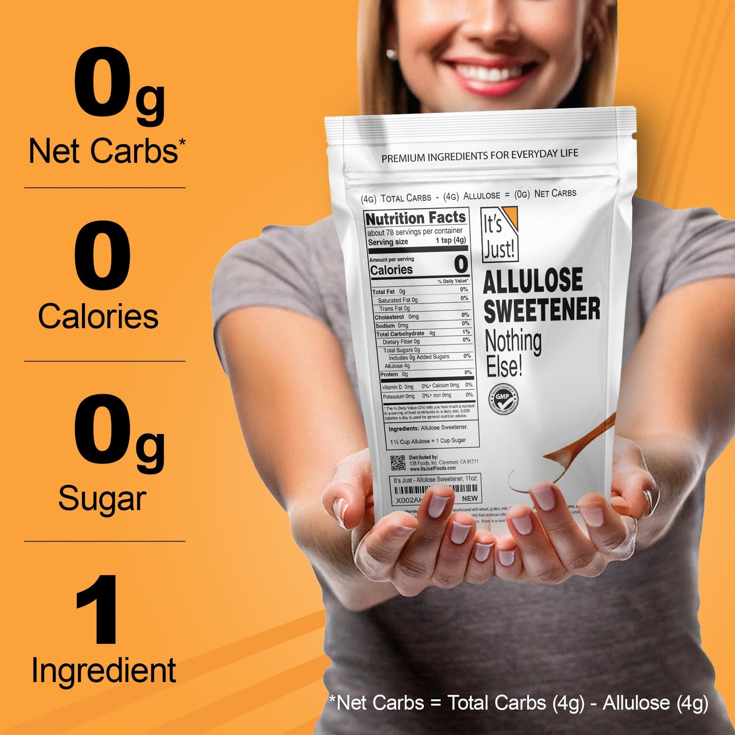 Its Just - Allulose, Sugar Substitute, Keto Friendly Sweetener, Non-Glycemic, Non-GMO (4.5lb)