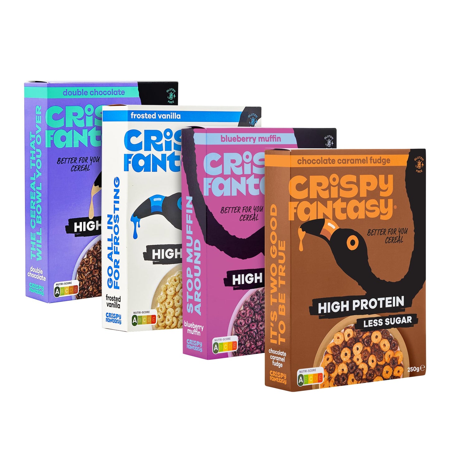 Crispy Fantasy High Protein Cereal  Limited Edition Variety Pack  Gluten Free  Vegan  Low Sugar  Protein Snacks  Plant Based  Just Add Milk  Healthy Breakfast for Kids & mature-themeds  (4 Boxes x 9 Oz)