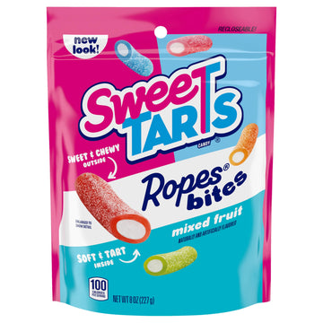 Sweetarts Rope Bites Candy, Mixed Fruit, 8 Ounce Resealable Bag