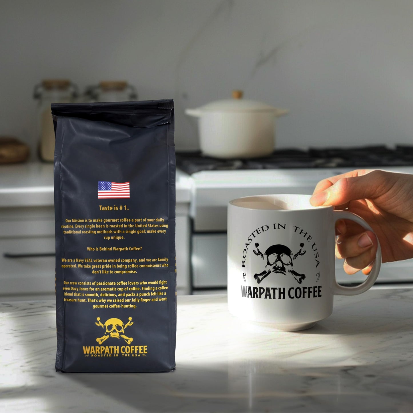 Warpath Coffee Light Roast Whole Bean Coffee, Vanilla Hazelnut, High Caffeine, 12oz