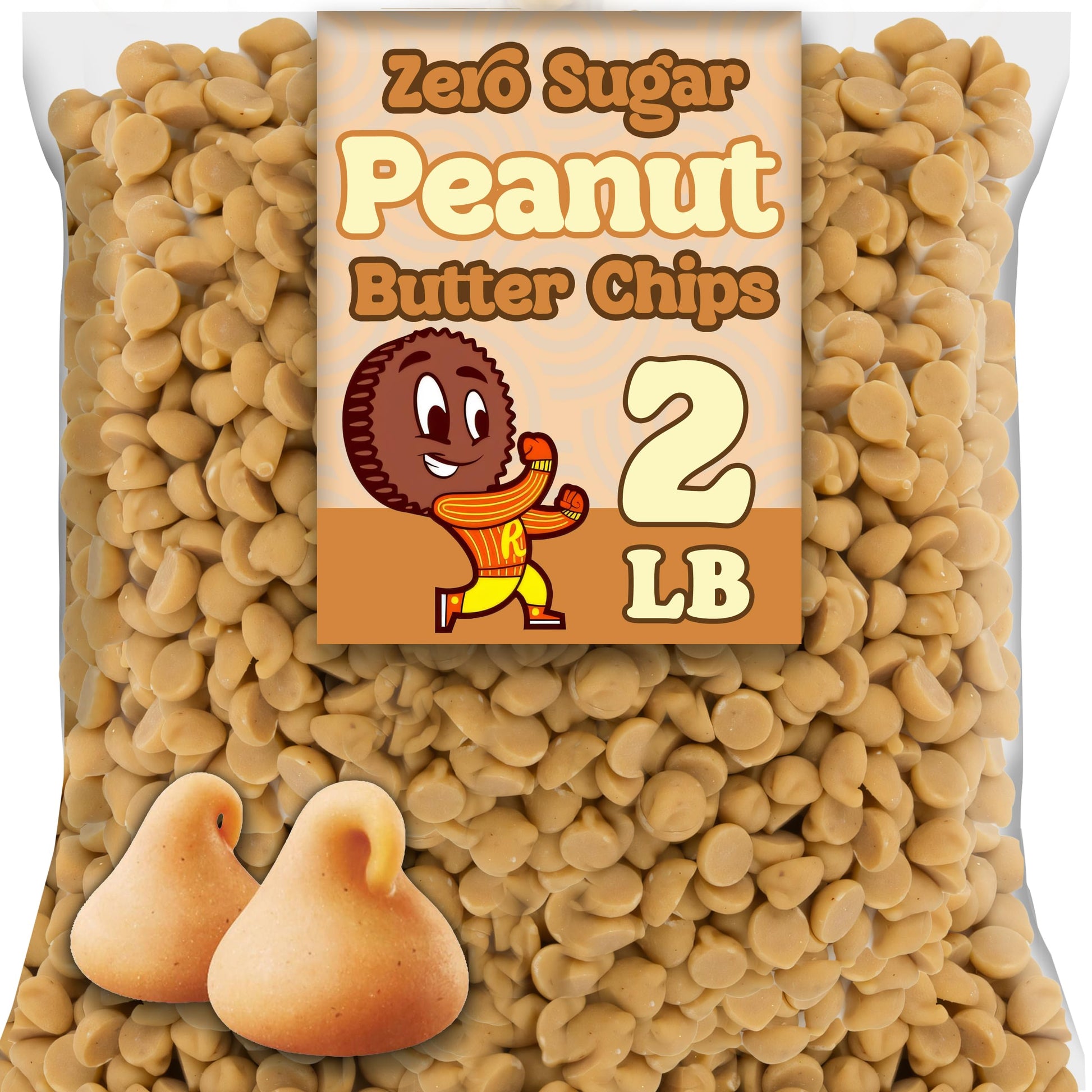 Reese Sugar Free Peanut Butter Baking Chips, 2 Lbs Bulk Zero Sugar Peanut Butter Chips, Smooth and Creamy Gluten Free Chips for 
