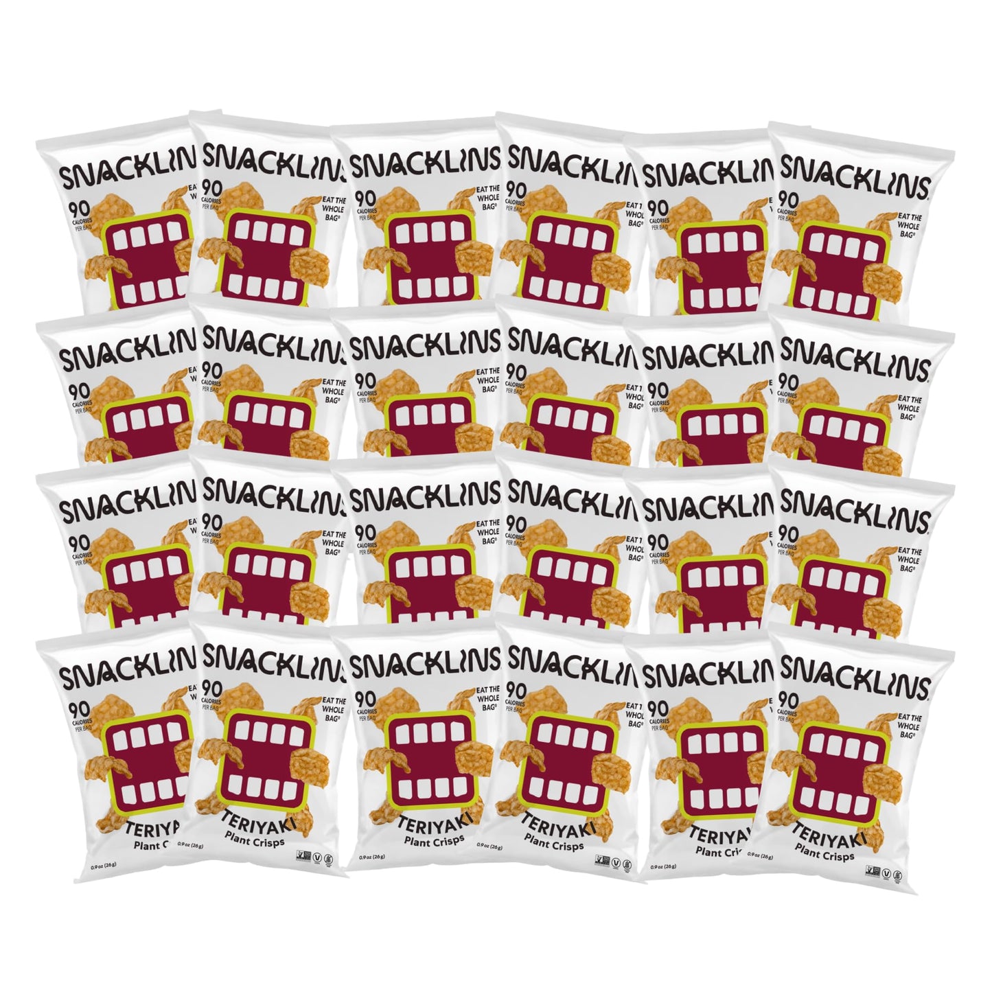 Snacklins Plant Based Crisps Teriyaki - Gluten Free, Grain Free, 100% Kosher, Vegan Healthy Snacks, Crunchy Puffed Snack, Only 1