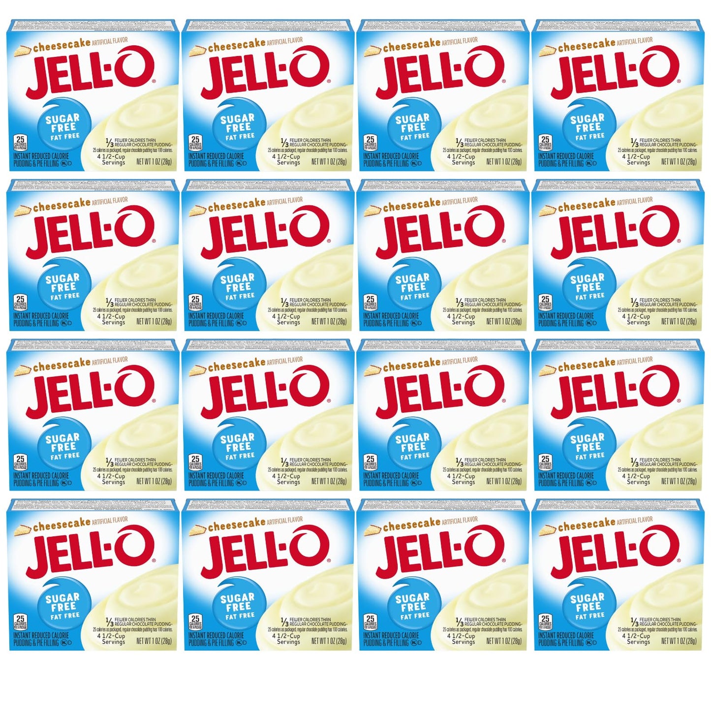 Jell-O Zero Sugar Instant Pudding & Pie Filling Mix, Cheesecake Flavor, Reduced Calorie Dessert for Baking, Pies & No-Bake Recip