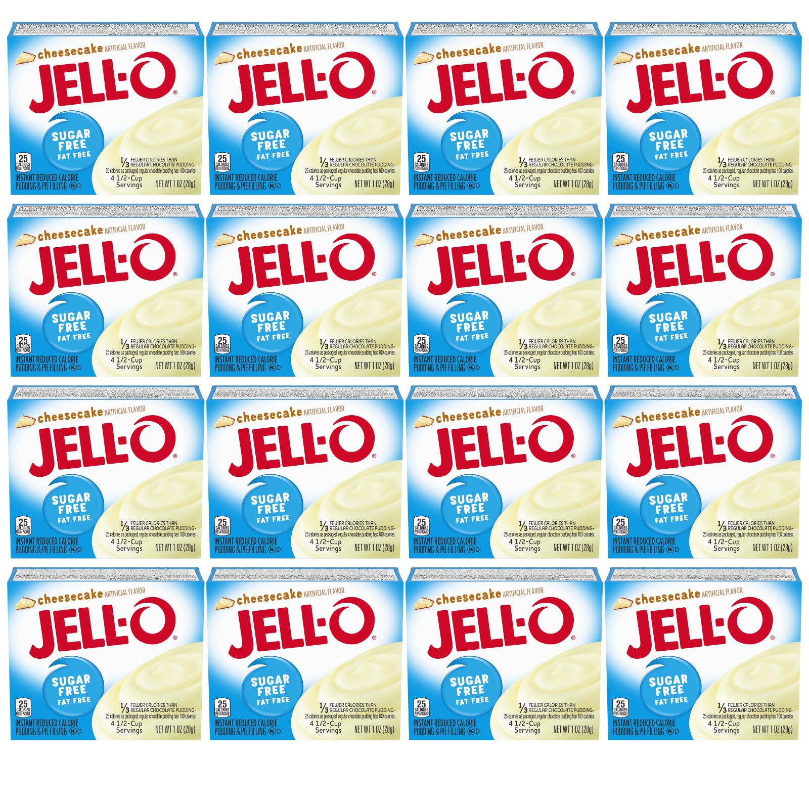 Jell-O Zero Sugar Instant Pudding & Pie Filling Mix, Cheesecake Flavor, Reduced Calorie Dessert for Baking, Pies & No-Bake Recip
