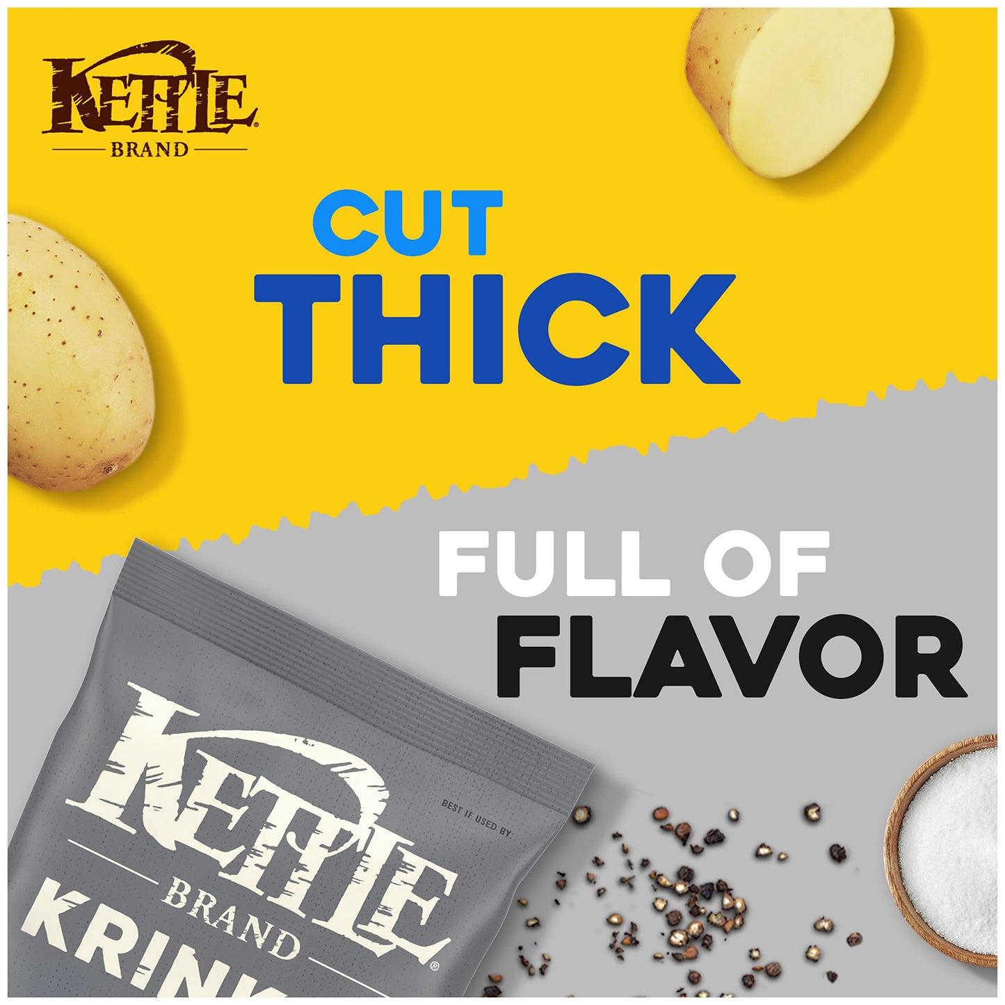 Kettle Foods Potato Chips Krinkle Salt & Fresh Ground Pepper, 5 Oz