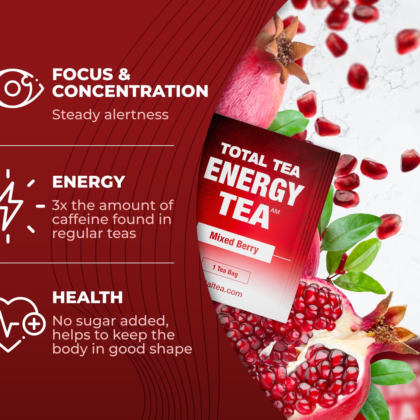 Total Tea Guayusa Energy Tea - All Natural Herbal Tea - 25 Count - Caffeinated Coffee Substitute