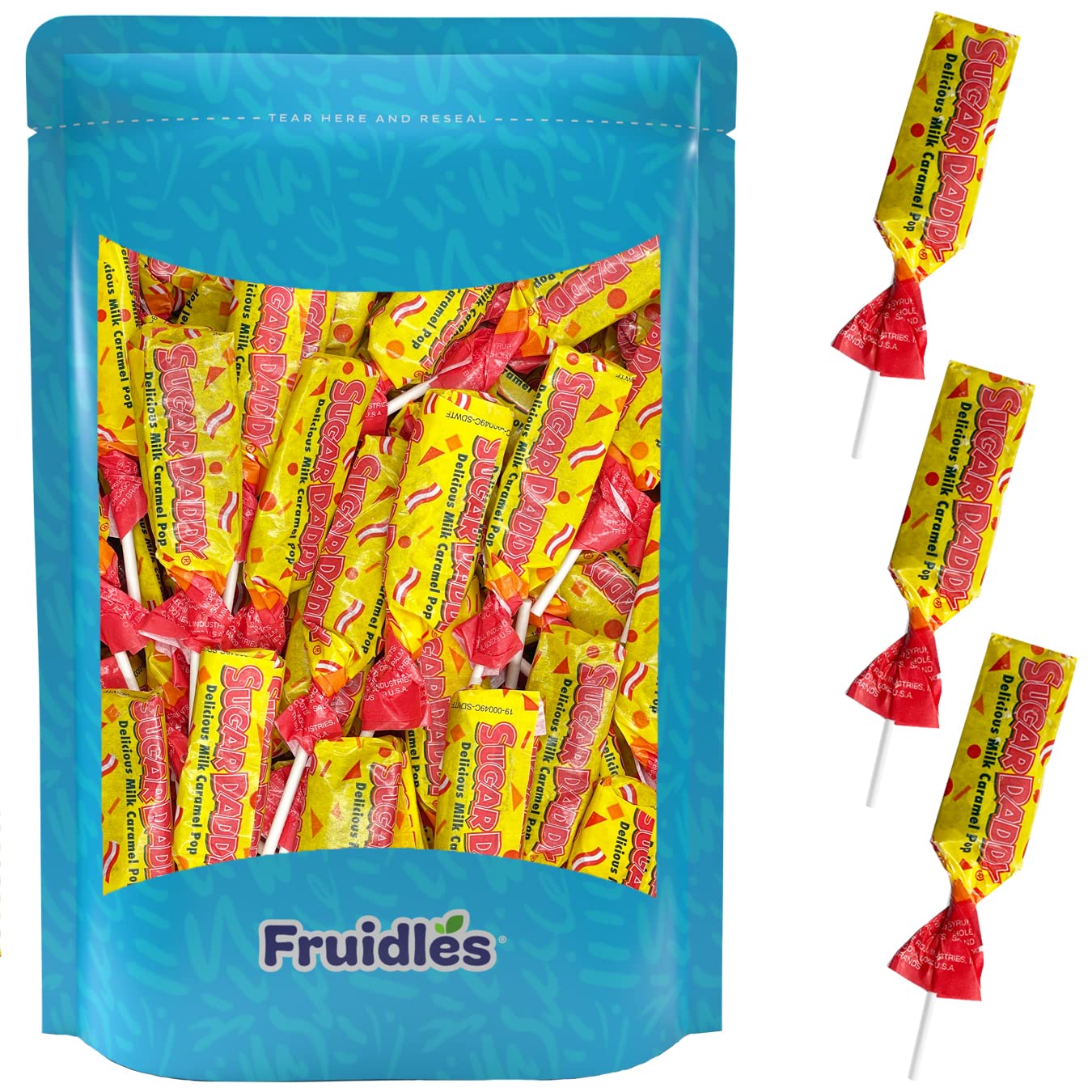 Fruidles Sugar Daddy Taffy Lollipop, Delicious Milk Caramel, Gourmet Candy Sweets, Individually Wrapped (1 Pound)