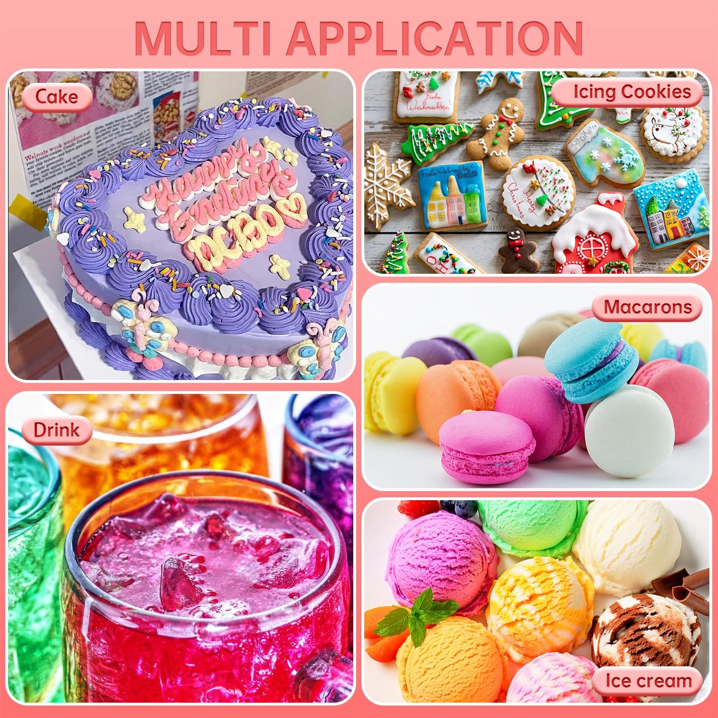 Gel Food Coloring Set - 16 Colors Concentrated Vibrant Edible Food Grade Dye for Baking, Cake, Cookie Decorating, Fondant, Icing