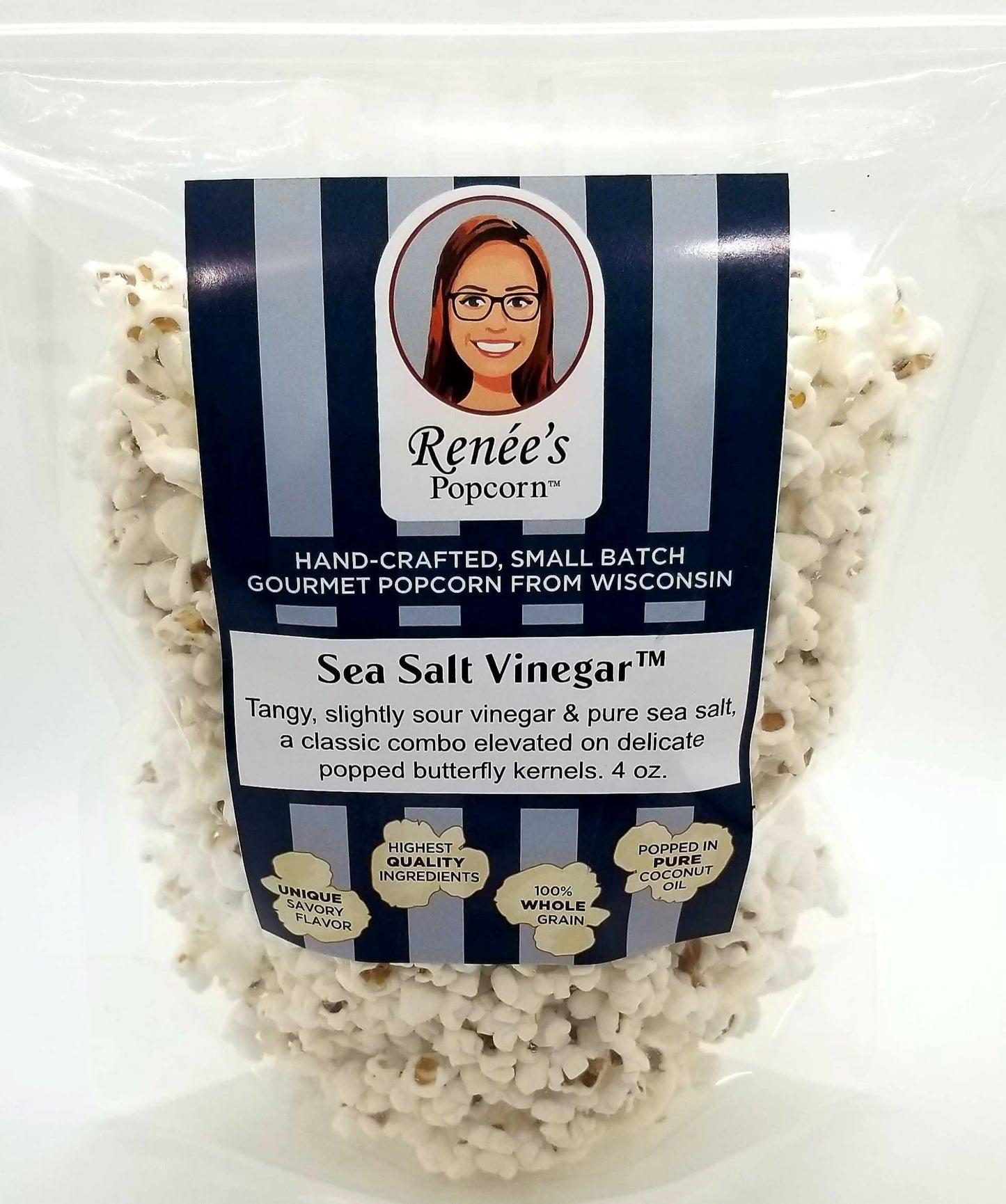Ren  es Sea Salt and Vinegar Gourmet Popcorn -tangy slightly sour vinegar and pure sea salt, creates a classic combo elevated on