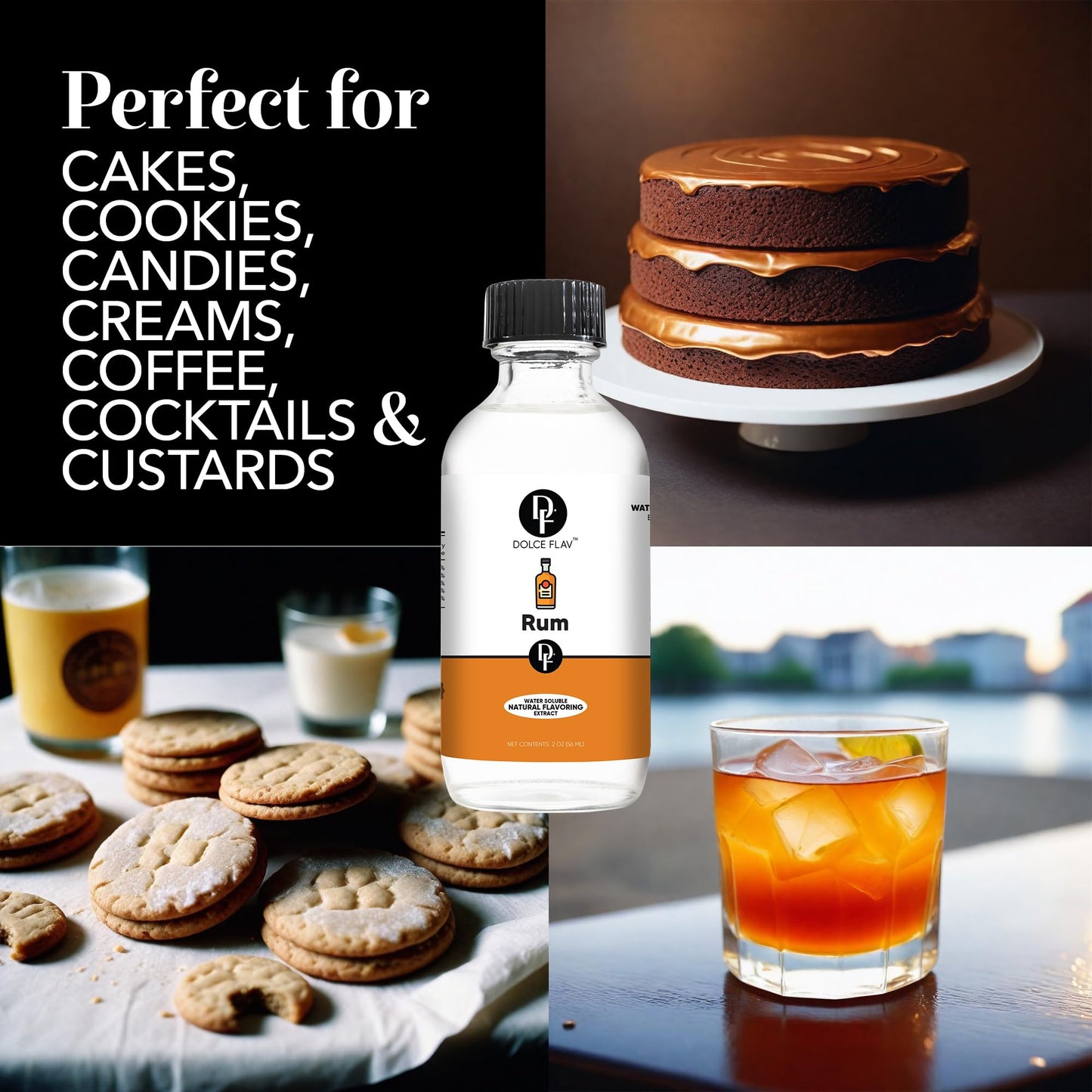 Dolce Flav Natural spirit-inspired flavor Extract – Water-Soluble, Sugar-Free Flavoring for Baking & Desserts – 2 Oz.