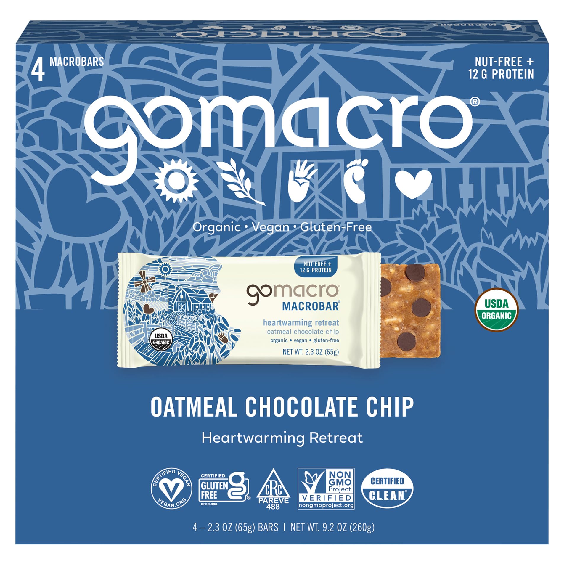 Gomacro Organic Oatmeal Chocolate Chip Bars  2.3 Oz