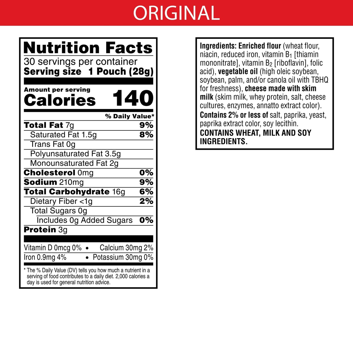 Cheez-It Cheese Crackers, Baked Snack Crackers, Lunch Snacks, Original, 30oz Box (30 Packs)