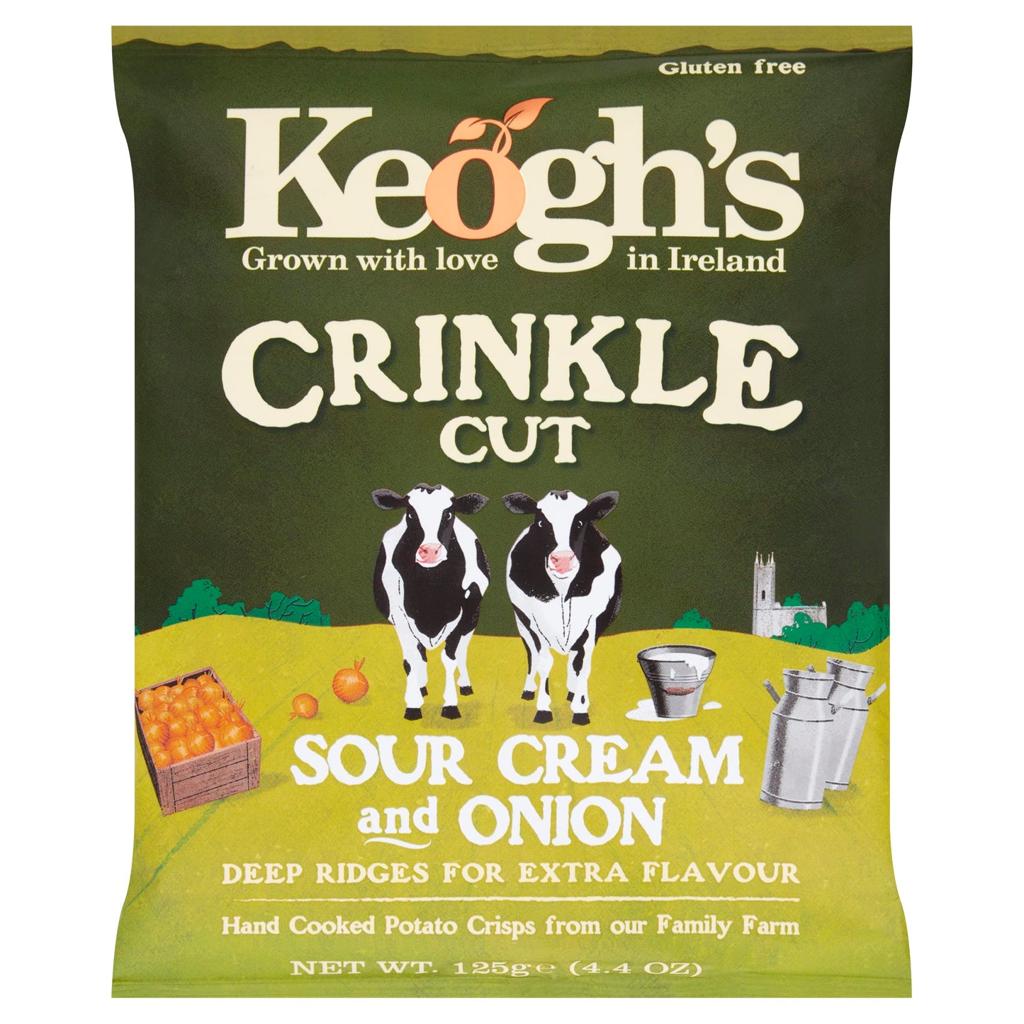 Keoghs Crinkle Cut Sour Cream And Onion Potato Crisps, 4.4 oz, Pack of 3
