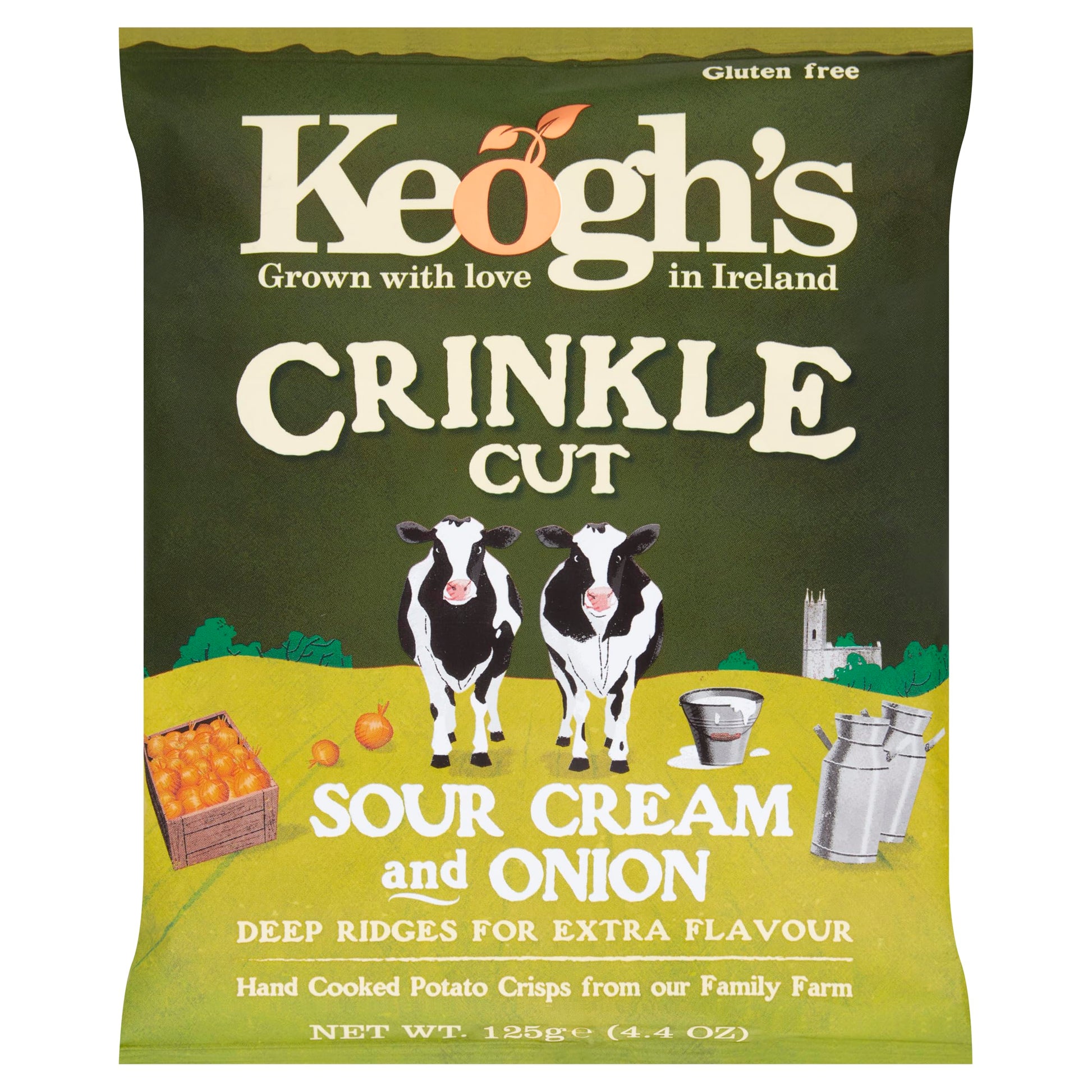 Keoghs Crinkle Cut Sour Cream And Onion Potato Crisps, 4.4 oz, Pack of 3