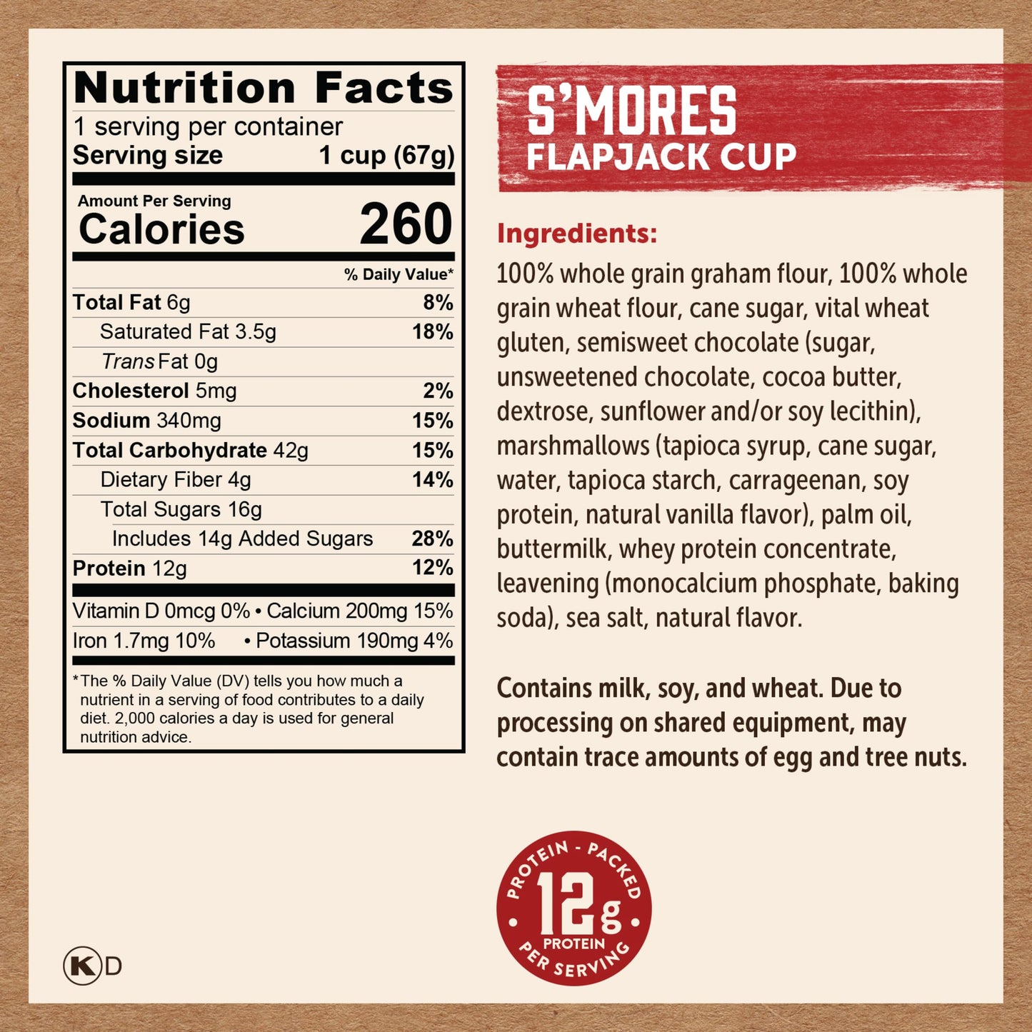 Kodiak Cakes Pancake On The Go, S'Mores, 2.36 Oz (Pack Of 12)
