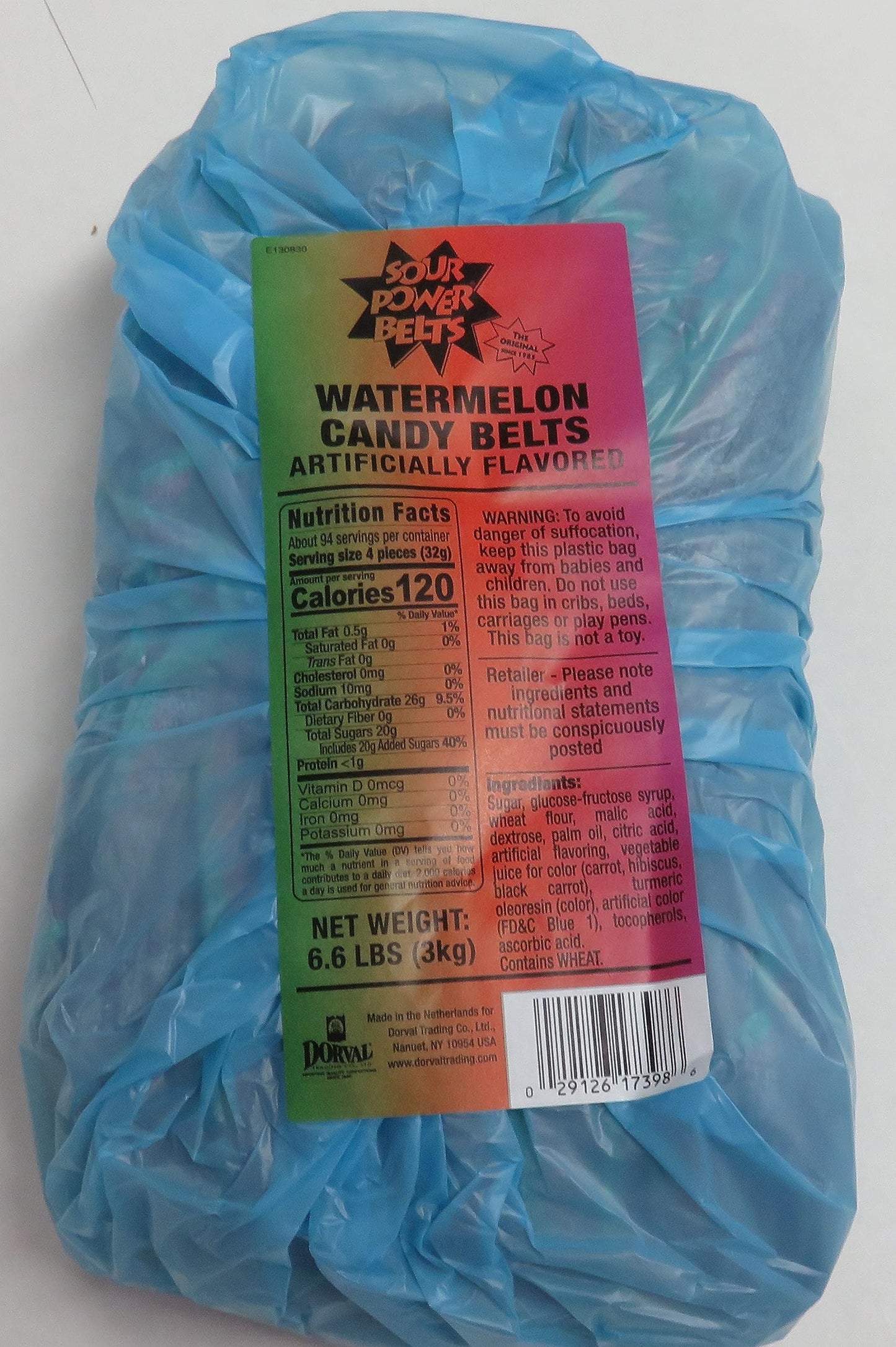 Sour Power Sour Candy Belts, Watermelon Flavor, 6.6 lb, Model 2912617398