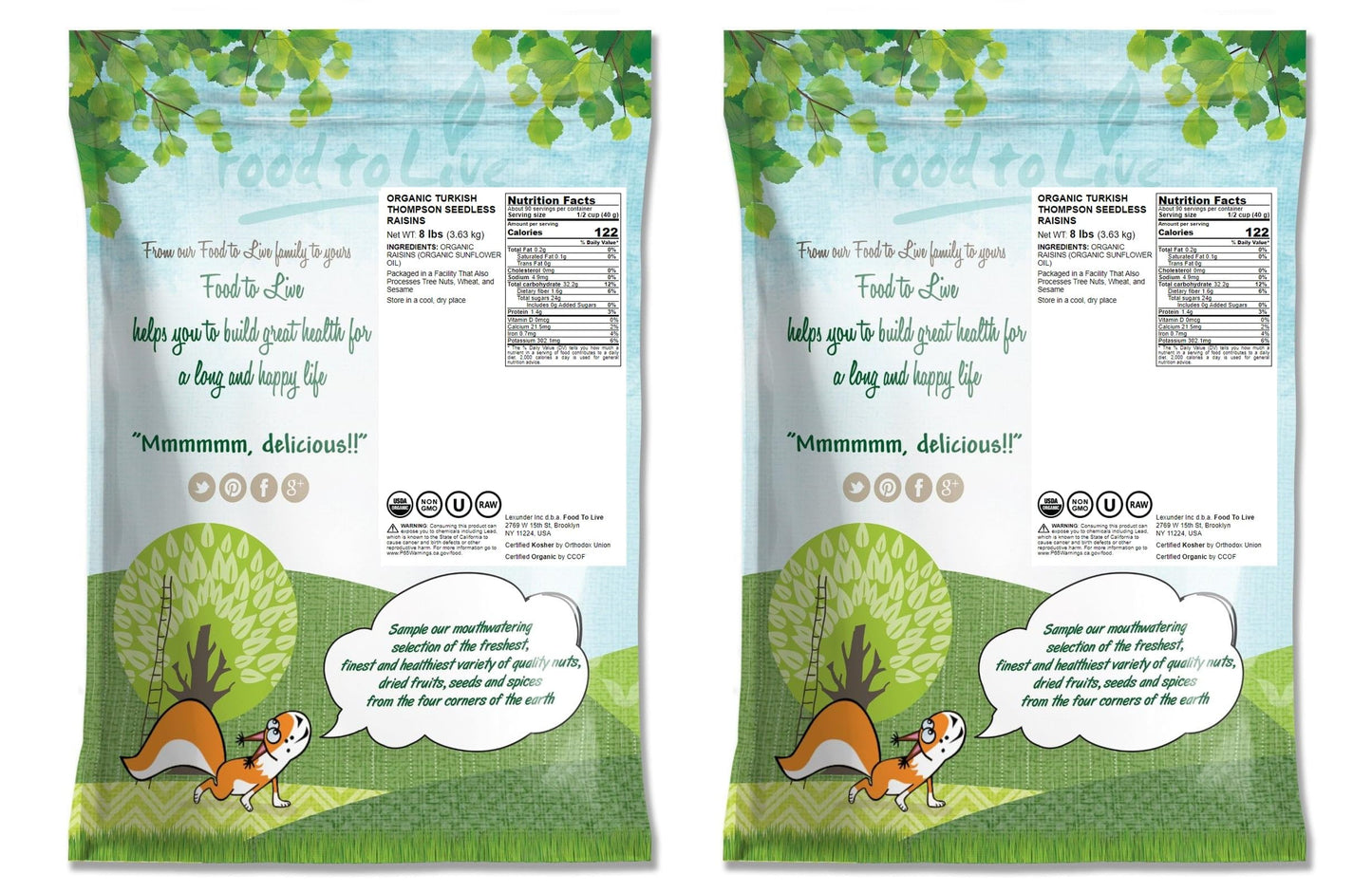 Food To Live Imported Organic Raisins, 16 Pounds - Sun Dried Thompson Seedless Select Grapes, Non-Gmo, Raw, No Sugar Added, Pest