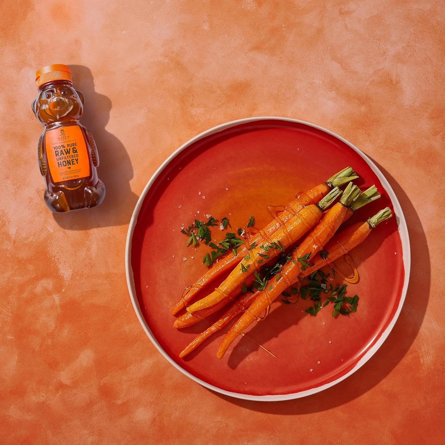 Nates 100% Pure, Raw & Unfiltered Honey - Award-Winning Taste, 12oz. Honey Bear Bottle