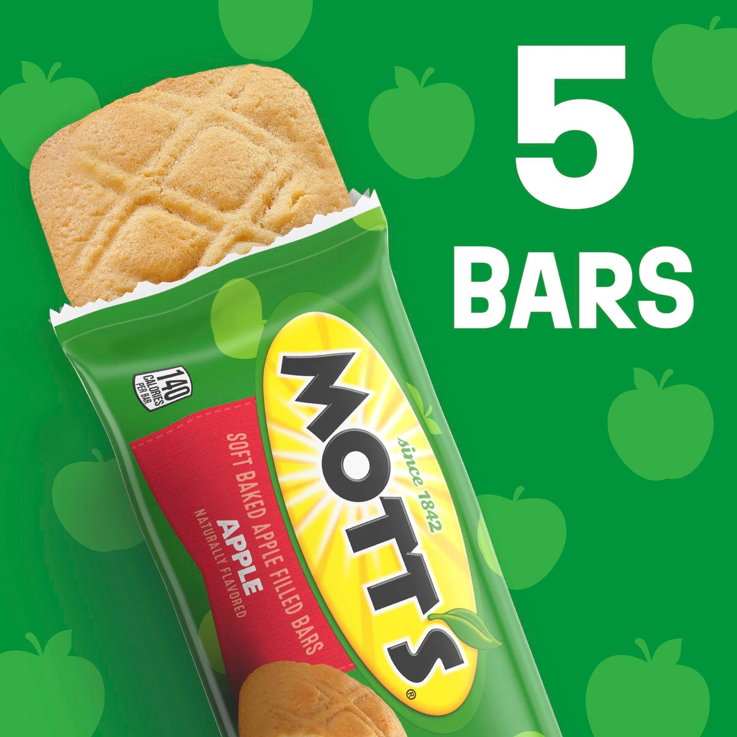 Motts Soft Baked Apple Filled Bars, Apple Flavor Snacks, Made with Real Fruit, 5 Ct, 6.55 oz
