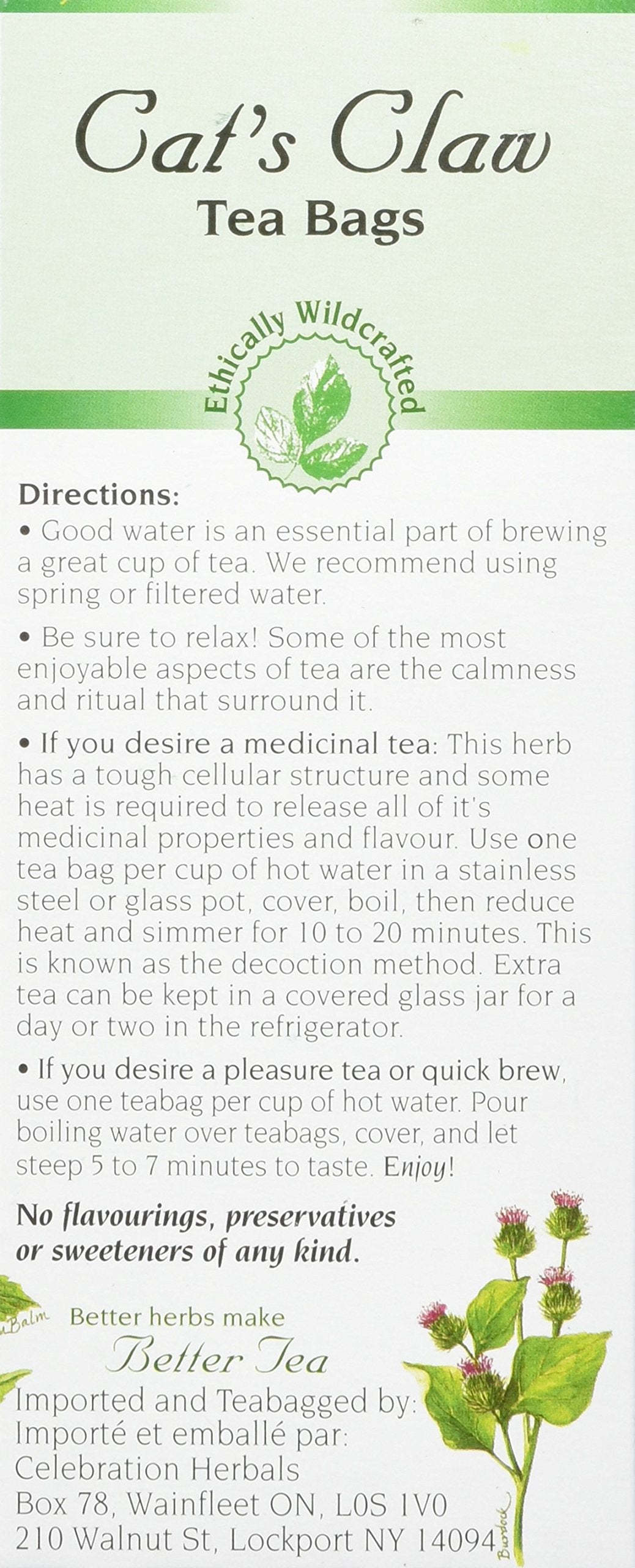 Celebration Herbals Cat'S Claw Inner Bark Tea Bags Wc 24 Count