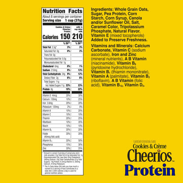 Cheerios Protein Cereal, Cookies and Crme, 8g Protein, Large Size, 11.2 oz