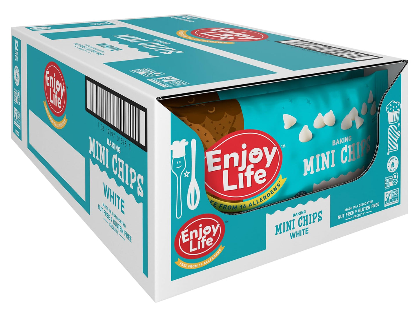 Enjoy Life Mini White Baking Chips, White Chocolate Flavor Gluten Free, School Safe, Non GMO, Dairy Free, Soy Free, Nut Free, Bu