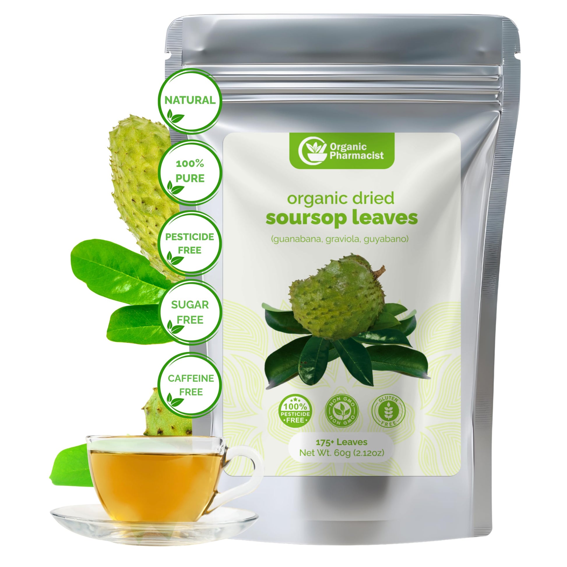 Organic Pharmacist Dried Soursop Leaves  Graviola Leaf  Guanabana  Guyabano  Used For Tea And Extract  Soursop Bitters For Tea  60G  175+ Whole Leaves