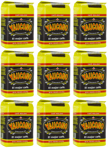 Yaucono Ground Coffee Bagged, 14 Ounce (Pack Of 9)