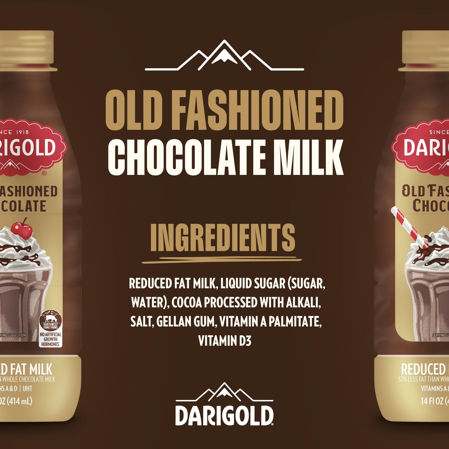 Darigold Old Fashioned Chocolate Milk, 2% Reduced Fat, 19g Protein, 14oz, 12 Pack, Shelf Stable with Real Cocoa