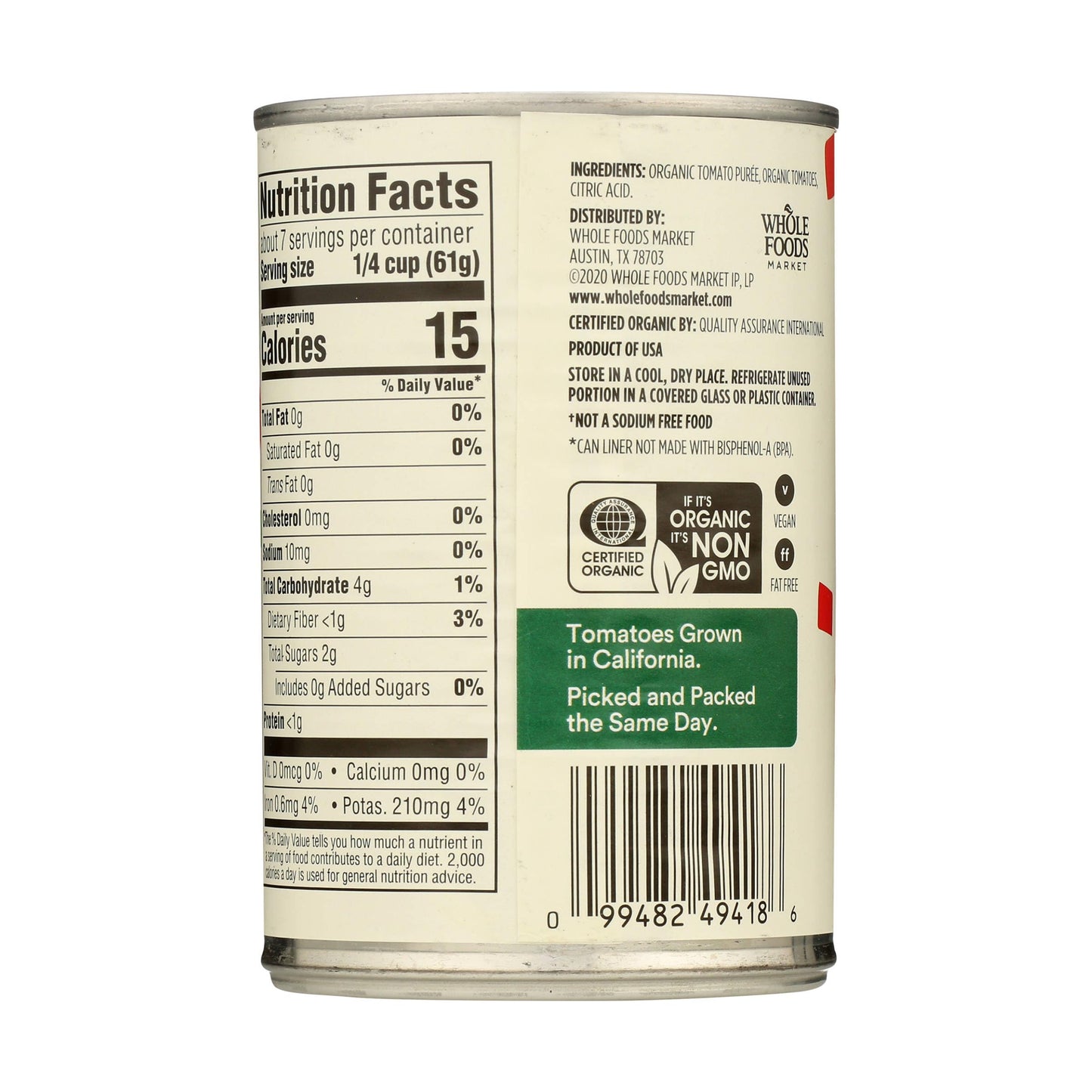 365 By Whole Foods Market, Tomatoes Crushed No Salt Added Organic, 15 Ounce
