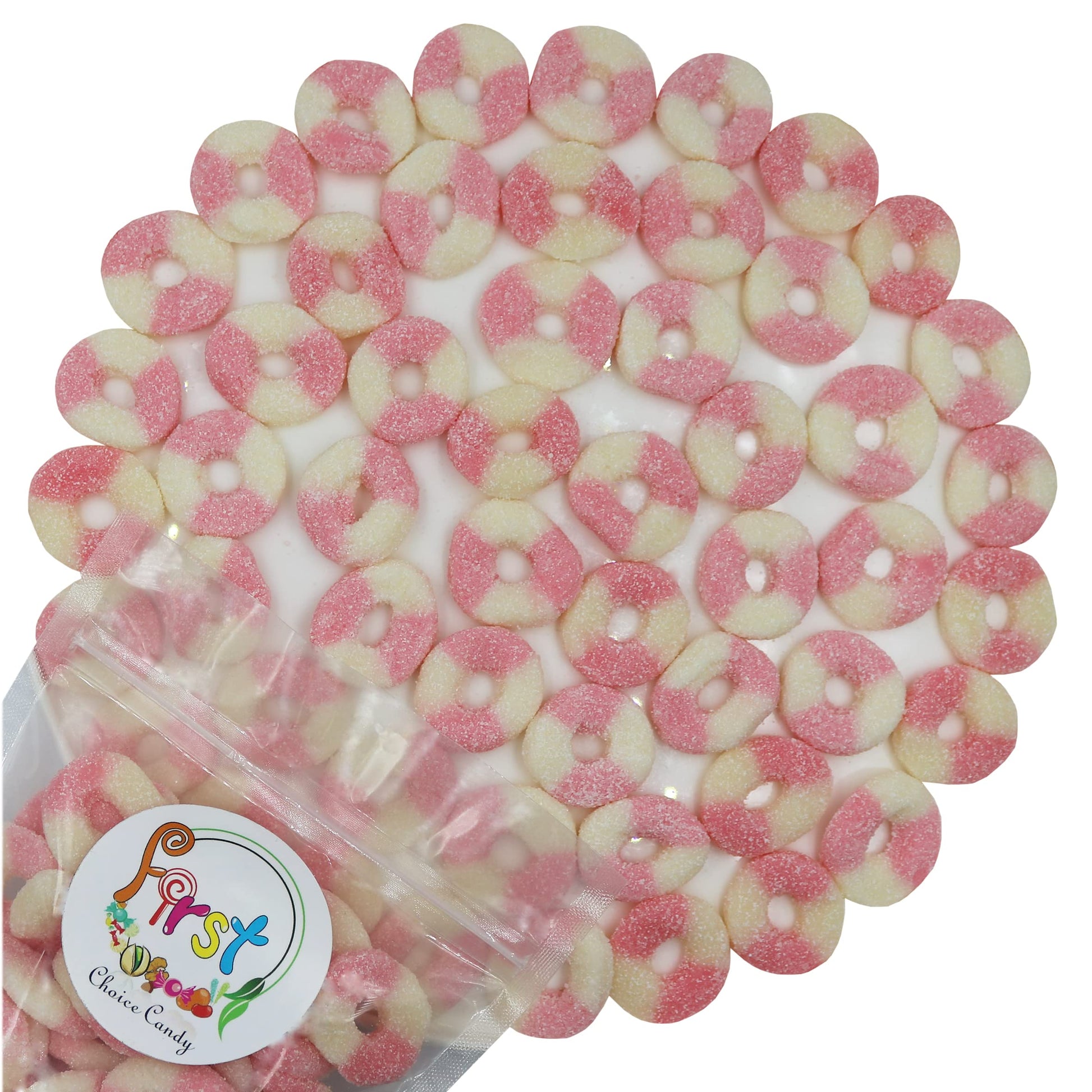 FirstChoiceCandy Gummy Rings (Sour Mini Pink Lemonade, 1 Pound (Pack of 1))