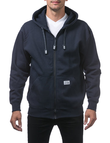 Pro Club Mens Heavyweight Full Zip Fleece Hoodie, Navy, 2X-Large