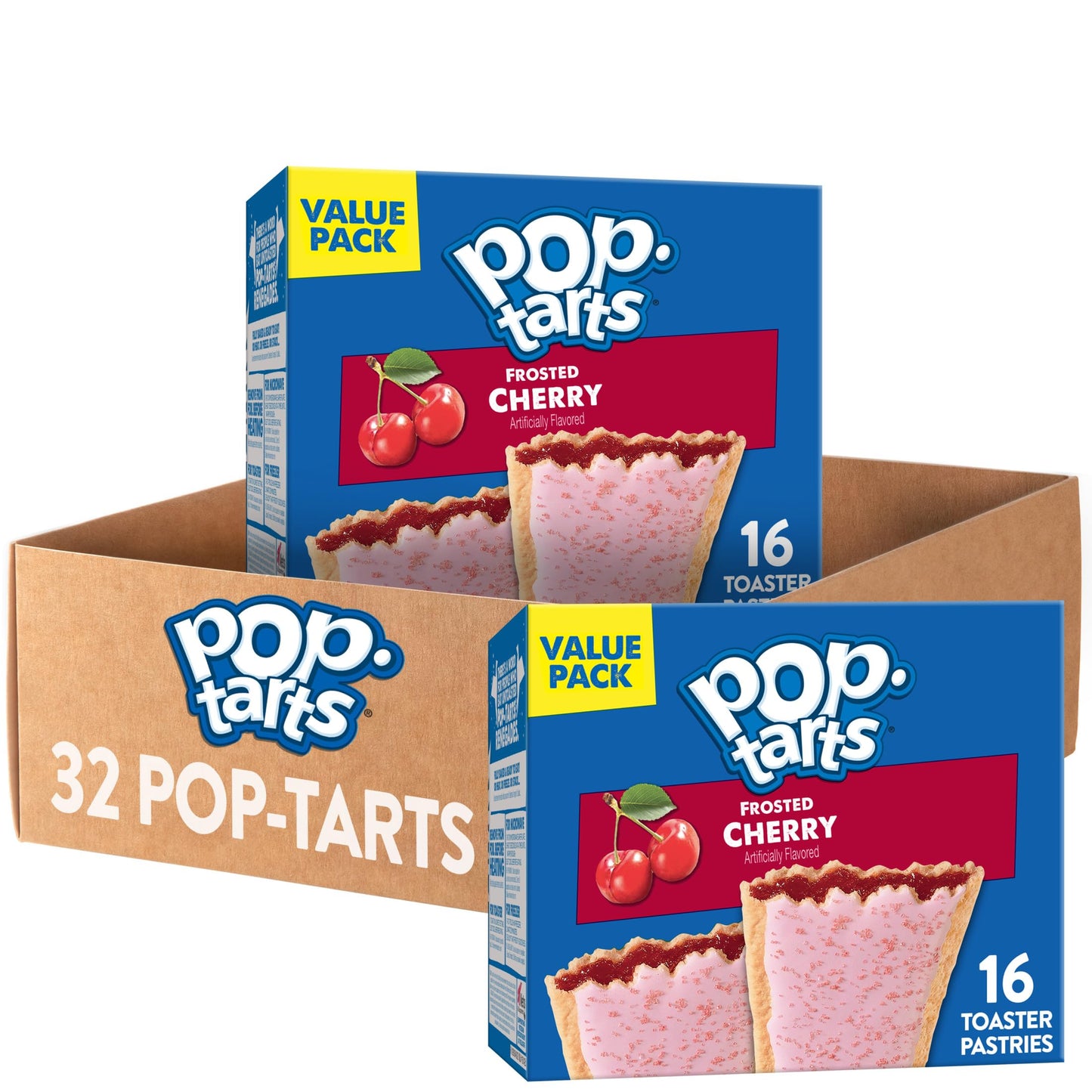 Pop-Tarts Toaster Pastries, Breakfast Foods, Kids Snacks, Value Pack, Frosted Cherry (32 Pop-Tarts)