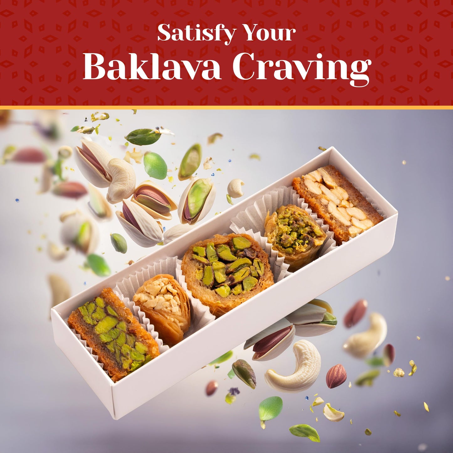 Eastanbul Baklava, 5 Packs Baklava Gift Box, Baklava Pastry, Middle Eastern Sweets Gift Box, Premium Gourmet Desserts, Baklava P