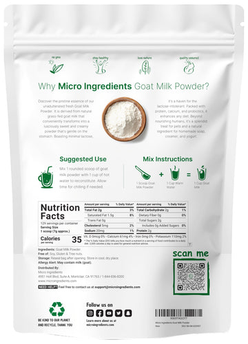 Goat Milk Powder  2 Lb | Grass Fed Source  Australian Farm Derived  Unmature-themederated Formula  Easily Digested | Rich in Protein  Calcium  & Probiotics | Non-GMO  Gluten Free  Pet Friendly