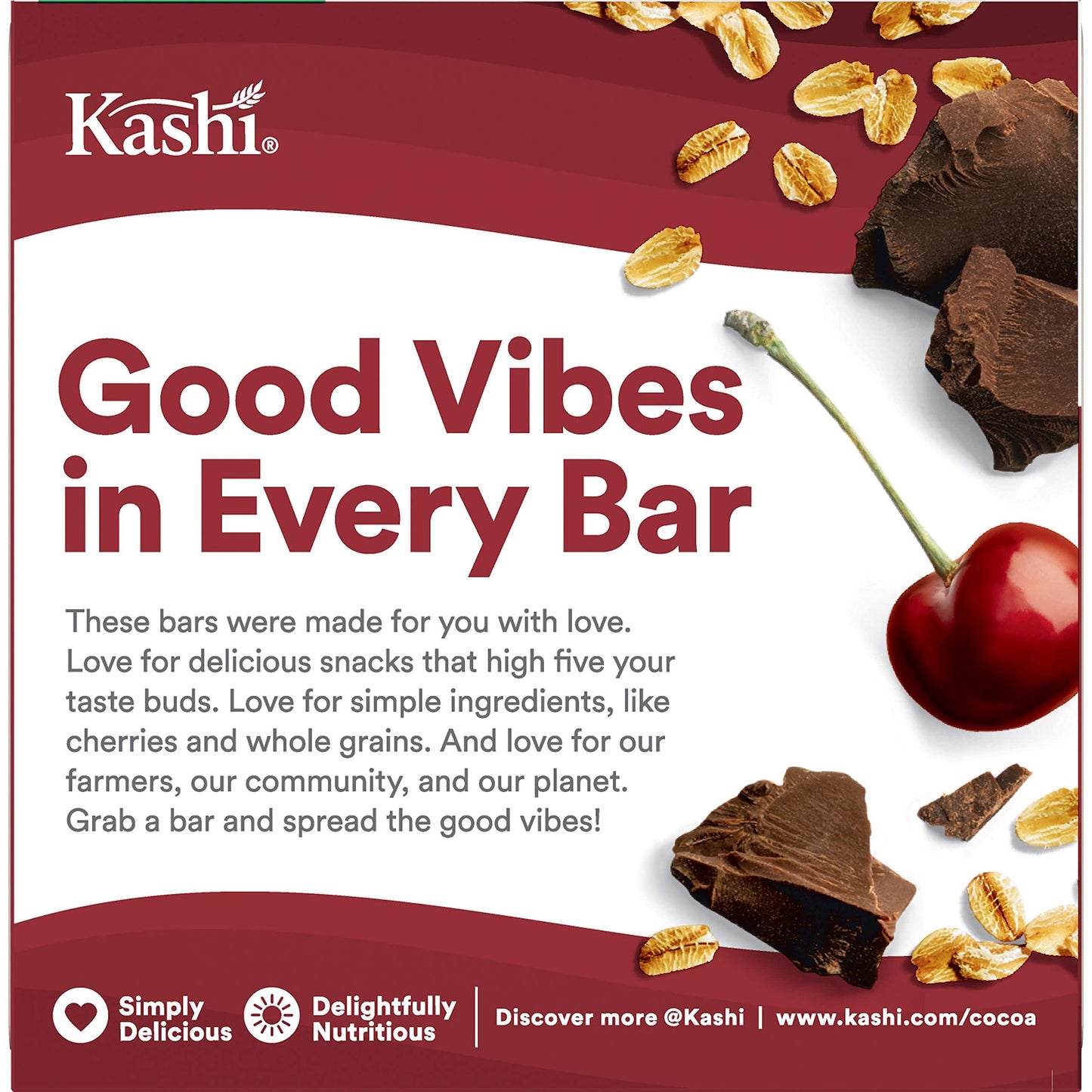 Kashi Chewy Granola Bars, Fiber Bars, Vegan Snacks, Cherry Dark Chocolate, 7.4Oz Box (6 Bars)
