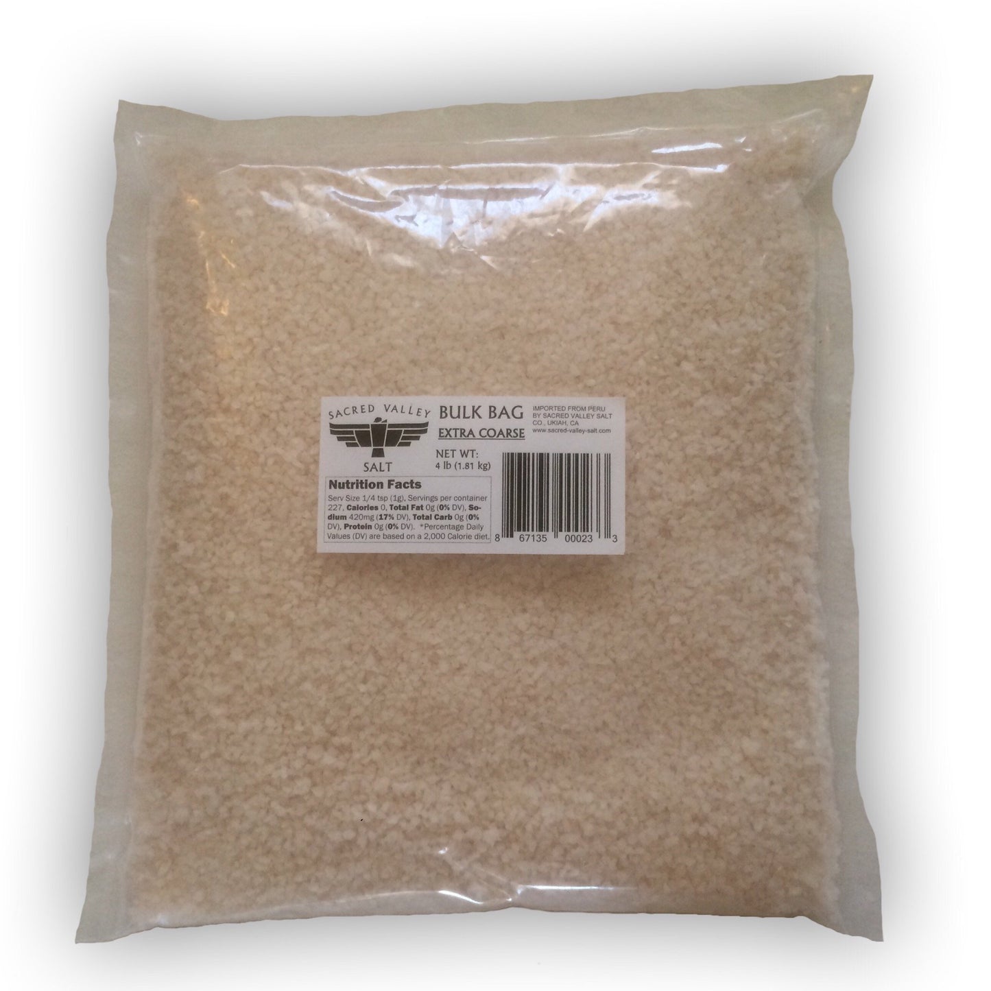 SACRED VALLEY SALT from Maras, Peru - Extra Coarse Grinder Salt - 4 Pound Bulk Bag